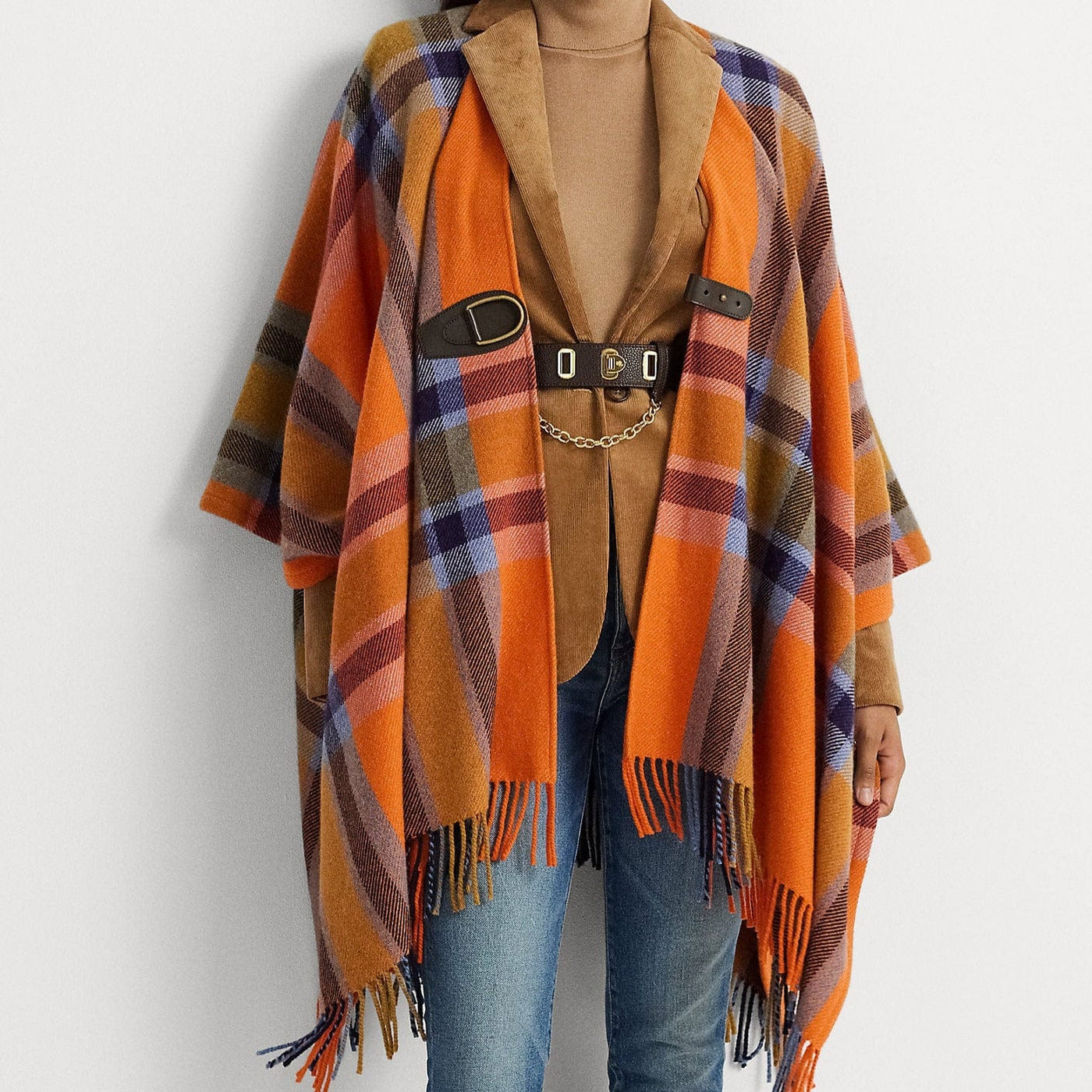 Ralph lauren plaid poncho outlet