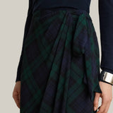 Lauren Ralph Lauren Plaid Tie-Front Georgette Midi Skirt In Navy/Green