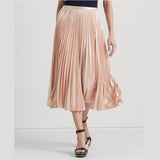 Lauren Ralph Lauren Pleated Metallic Chiffon Skirt Blush