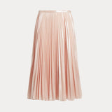 Lauren Ralph Lauren Pleated Metallic Chiffon Skirt Blush