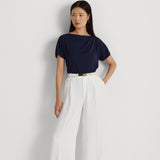 Lauren Ralph Lauren Pleated Stretch Jersey Tee