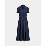Lauren Ralph Lauren Polka-Dot Belted Crepe Dress In Navy