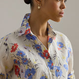 Lauren Ralph Lauren Relaxed Fit Floral Linen Shirt in Cream Multi