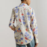 Lauren Ralph Lauren Relaxed Fit Floral Linen Shirt in Cream Multi