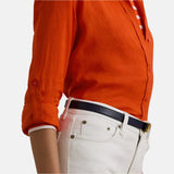Lauren Ralph Lauren Relaxed Fit Linen Shirt In Orange Lily