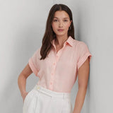 Lauren Ralph Lauren Relaxed Fit Linen Short-Sleeve Shirt in Pink Opal