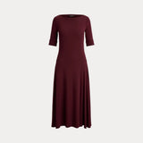 Lauren Ralph Lauren Rib-Knit Stretch Cotton Midi Dress In Garnet