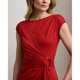Lauren Ralph Lauren Ring-Trim Jersey Cap-Sleeve Dress