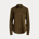 Lauren Ralph Lauren Satin Charmeuse Shirt in Green