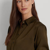 Lauren Ralph Lauren Satin Charmeuse Shirt in Green