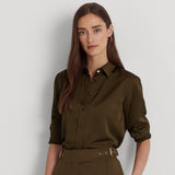 Lauren Ralph Lauren Satin Charmeuse Shirt in Green