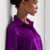 Lauren Ralph Lauren Satin Charmeuse Shirt in Purple