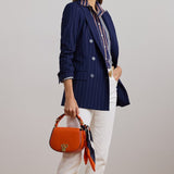 Lauren Ralph Lauren Scarf-Trim Medium Tanner Crossbody Bag In Orange Lily