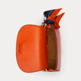 Lauren Ralph Lauren Scarf-Trim Medium Tanner Crossbody Bag In Orange Lily