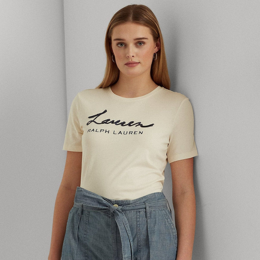 Lauren Ralph Lauren Sequinned Logo Jersey Tee lauren-ralph-lauren-sequinned-logo-jersey-tee