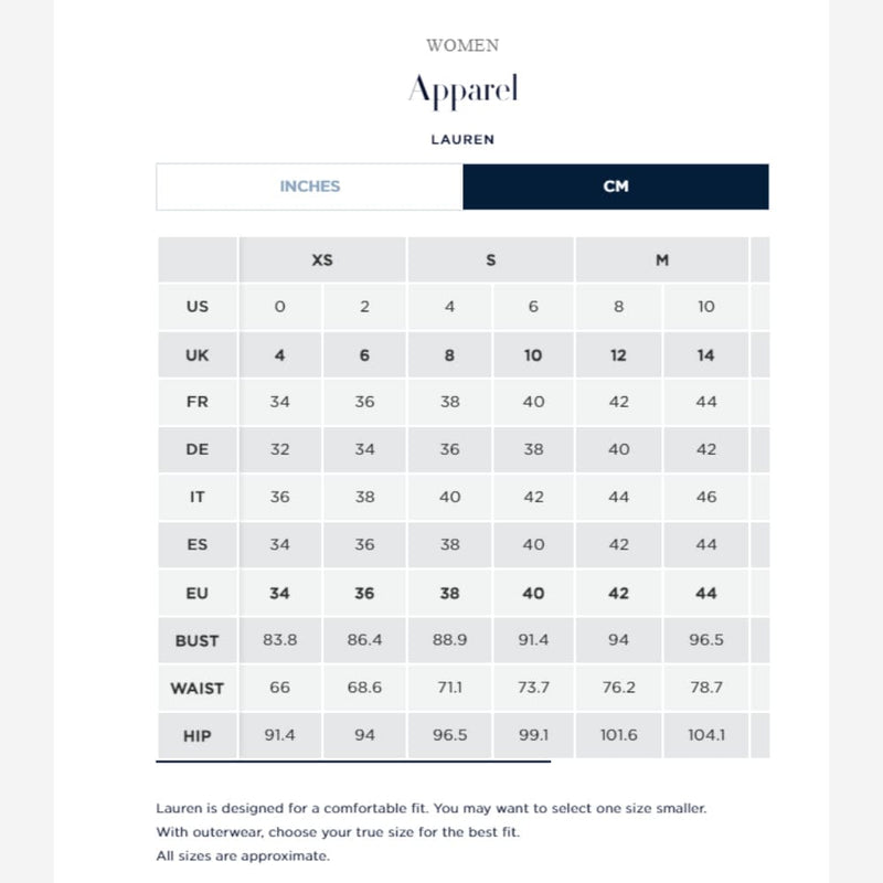 Ralph lauren sweater size chart sale