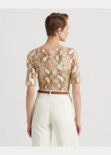 Lauren Ralph Lauren Snakeskin-Print Stretch Cotton Tee
