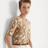 Lauren Ralph Lauren Snakeskin-Print Stretch Cotton Tee
