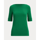 Lauren Ralph Lauren Stretch Cotton Boatneck T-Shirt In Stem