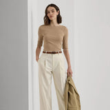 Lauren Ralph Lauren Stretch Cotton Boatneck Tee In Birch Tan