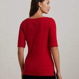Lauren Ralph Lauren Stretch Cotton Boatneck Tee In Festive Red