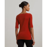 Lauren Ralph Lauren Stretch Cotton Boatneck Tee In Madison Red