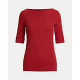 Lauren Ralph Lauren Stretch Cotton Boatneck Tee In Madison Red