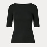 Lauren Ralph Lauren Stretch Cotton Boatneck Top Black