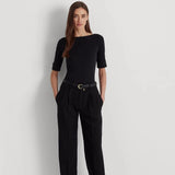 Lauren Ralph Lauren Stretch Cotton Boatneck Top Black