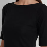 Lauren Ralph Lauren Stretch Cotton Midi Dress In Black