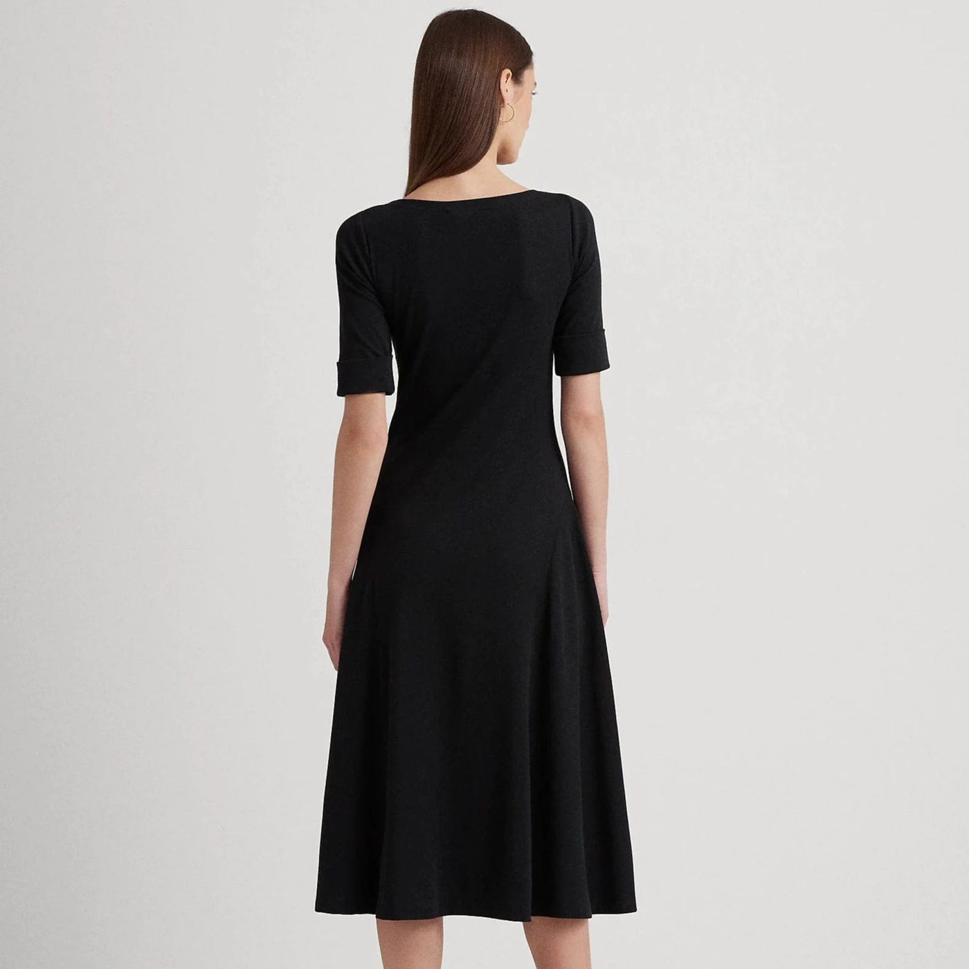 lauren ralph lauren stretch cotton midi dress Lauren Ralph Lauren Stretch Cotton Midi Dress In Black