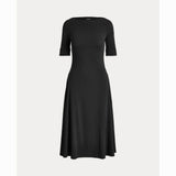 Lauren Ralph Lauren Stretch Cotton Midi Dress In Black