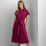 Lauren Ralph Lauren Stretch Cotton Shirtdress In Fuchsia Berry