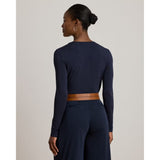 Lauren Ralph Lauren Stretch Jersey Asymmetrical Top In Navy