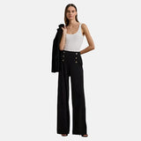 Lauren Ralph Lauren Stretch Jersey Wide-Leg Trouser In Navy