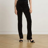 Lauren Ralph Lauren Stretch Velvet Straight Trouser In Black