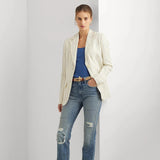 Lauren Ralph Lauren Striped Cotton-Blend Blazer In Cream / Blue