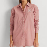Lauren Ralph Lauren Striped Cotton Broadcloth Shirt in Pink