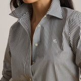 Lauren Ralph Lauren Striped Easy Care Cotton Shirt In Black / White
