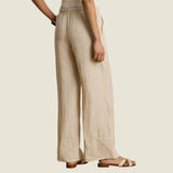 Lauren Ralph Lauren Striped Linen Wide-Leg Trousers in Tan/White