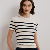 Lauren Ralph Lauren Striped Short-Sleeve Jumper In Cream/Navy
