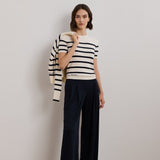 Lauren Ralph Lauren Striped Short-Sleeve Jumper In Cream/Navy