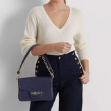Lauren Ralph Lauren Sydnee Leather Shoulder Bag French Navy