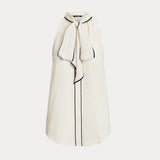 Lauren Ralph Lauren Tie-Neck Crepe Sleeveless Blouse