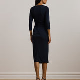 Lauren Ralph Lauren Twist-Front Stretch Jersey Midi Dress In Navy