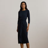 Lauren Ralph Lauren Twist-Front Stretch Jersey Midi Dress In Navy