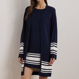 Lauren Ralph Lauren Two-Tone Cardigan In Refined Navy/White