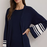 Lauren Ralph Lauren Two-Tone Cardigan In Refined Navy/White