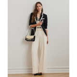 Lauren Ralph Lauren Two-Tone Georgette Blazer in Black/Mascarpone Cream