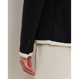 Lauren Ralph Lauren Two-Tone Georgette Blazer in Black/Mascarpone Cream